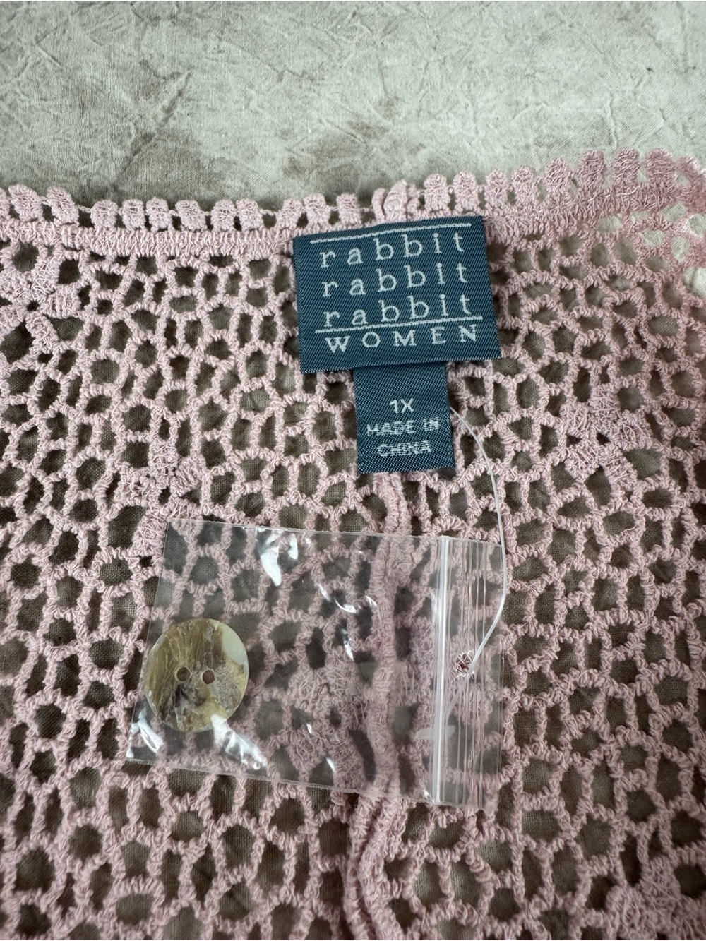 Rabbit Rabbit Rabbit Dusty Pink Crochet Open-Front Cardigan 1x - Picture 13 of 13